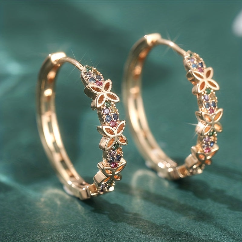 Elegant Bohemian Multi Color Zirconia Floral Butterfly Earrings