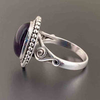 Vintage Oval Purple Zirconia Filigree Cocktail Ring