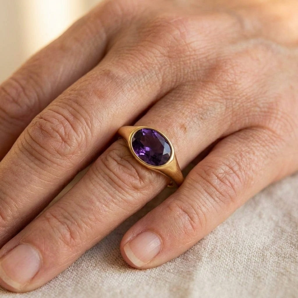 Violette Amethyst Crystal Gold Statement Ring