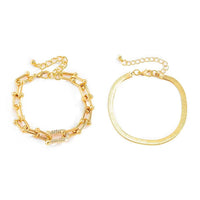 2pc Statement Chain Lock & Herringbone Bracelet