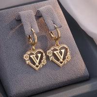 Dainty Initial Heart Hoop Earrings