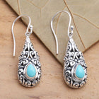 Vintage Boho Style Turquoise Filigree Teardrop Earrings