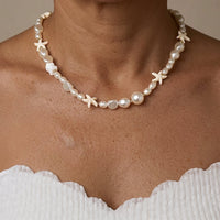 Coastal Turquoise Pearl Layered Chain Necklace