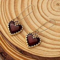 Vintage Bohemian Resin Red Drip Heart Earrings