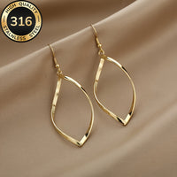 Twisted Sculpted Oval Silver Drop Earrings