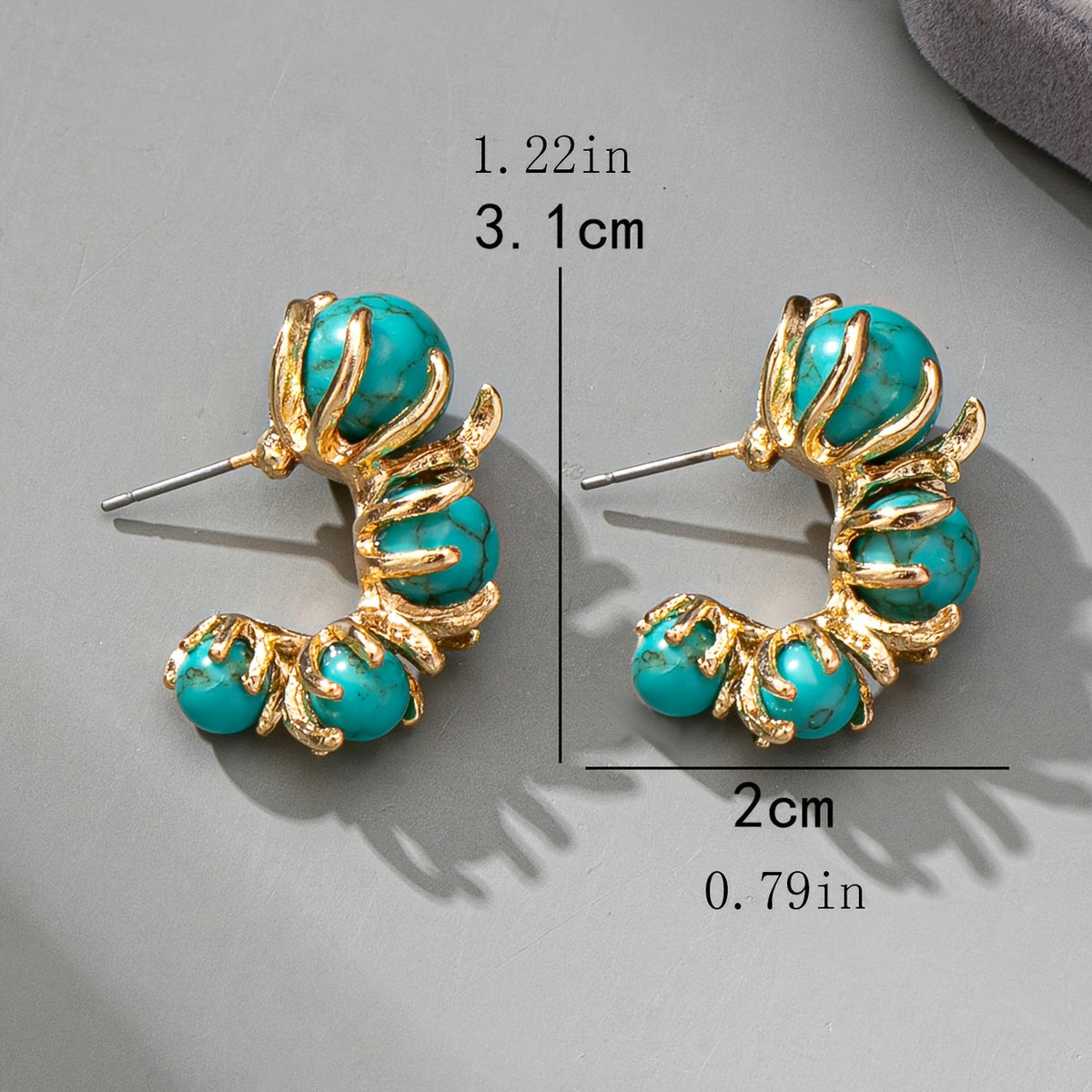 Vintage Turquoise Beaded Flower Design Earrings