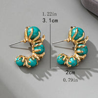 Vintage Turquoise Beaded Flower Design Earrings