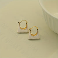 Elegant Retro Style Handbag Design Enamel Hoop Earrings
