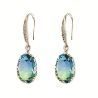 Elegant Vintage Inspired Oval Green Crystal Drop Earrings