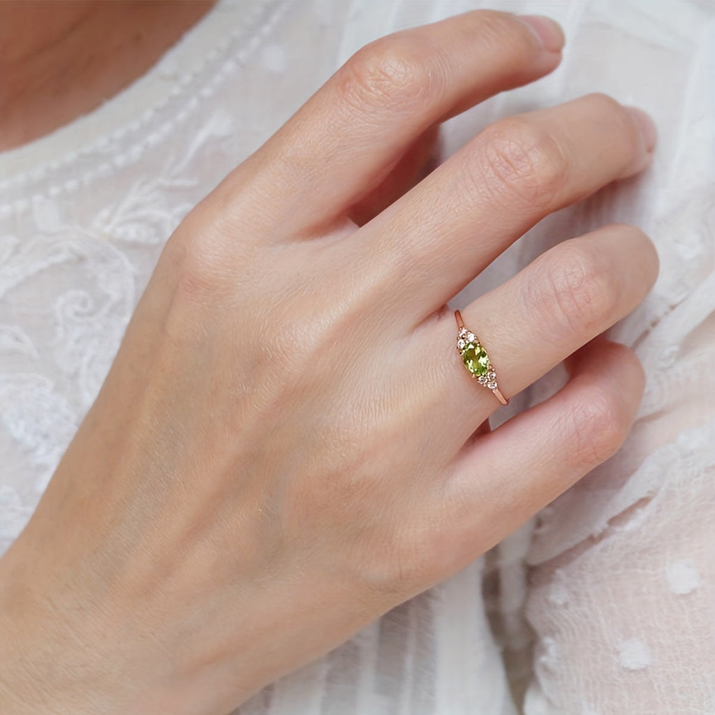 Bohemian Style Classic Oval Zirconia Rose Gold Plated Ring
