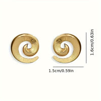 Modern Sculptural Design Gold Spiral Swirl Stud Earrings