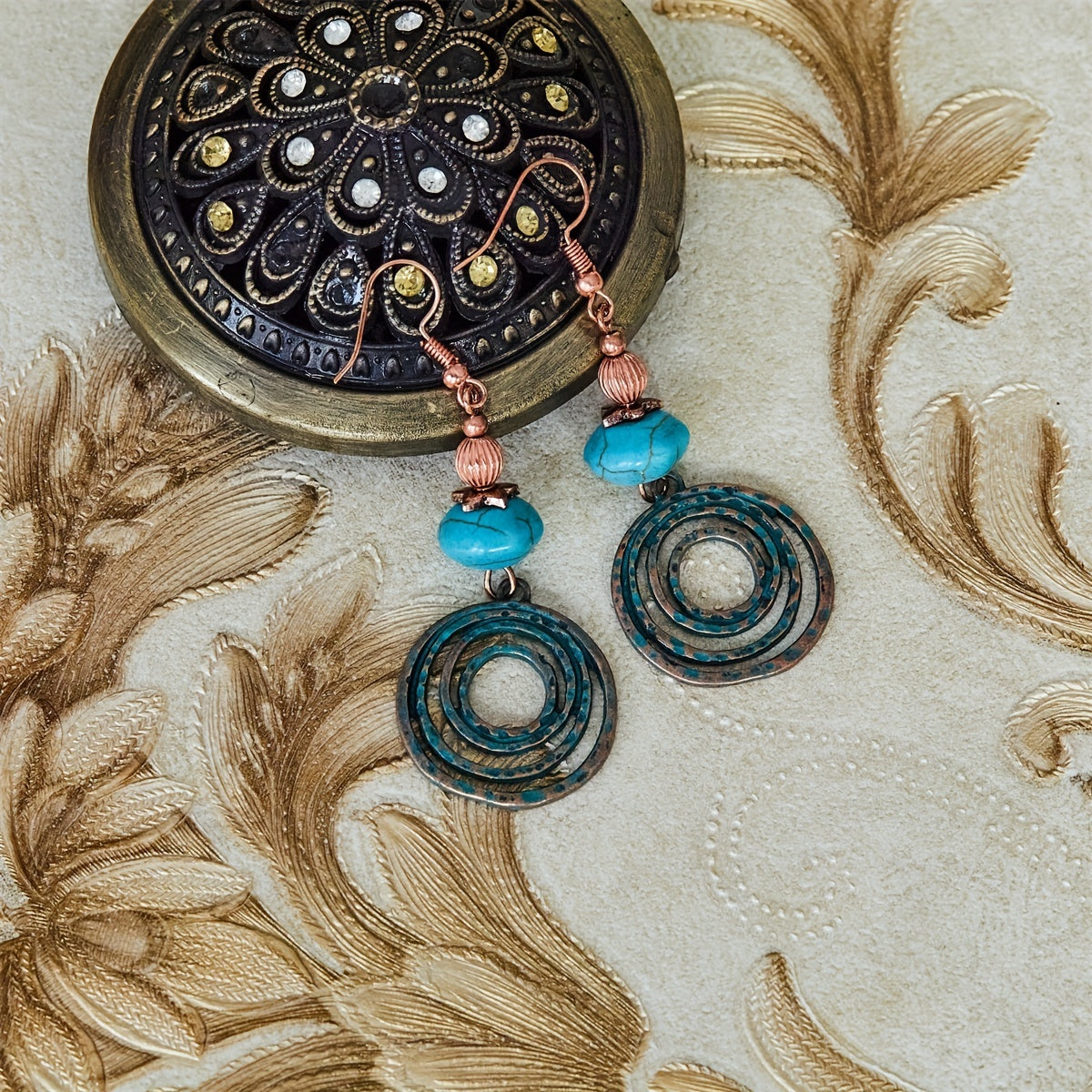 Vintage Red Copper Bohemian Drop Earrings