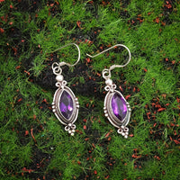 Vintage European Style Purple Zirconia Crystal Inlay Earrings