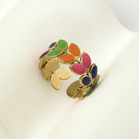 Boho Multicolor Leaf Design Band Ring