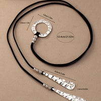 Western Style Hammered Silver Drop Necklace