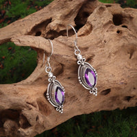 Vintage European Style Purple Zirconia Crystal Inlay Earrings