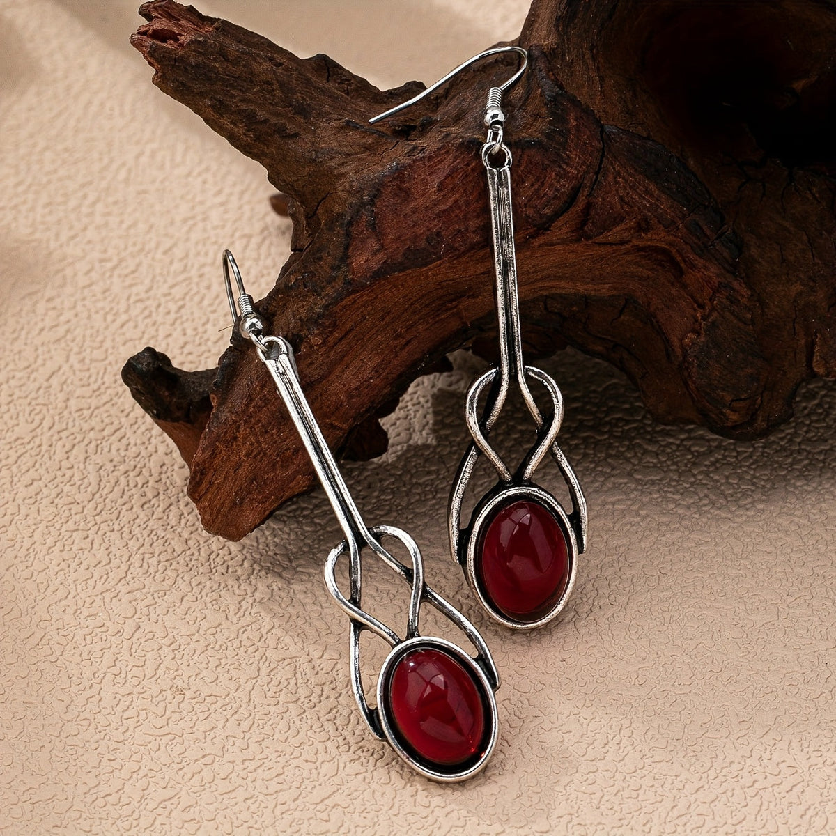 Vintage Round Glass Zinc Alloy Artisan Drop Earrings