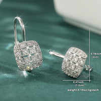 Classic White Zirconia Hook Shaped Hoops Earrings