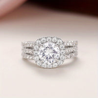 Elegant Zirconia Single Stone Side Micro Pave Rings