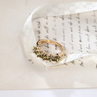 Vintage Style Olive Green Cubic Zirconia Ring