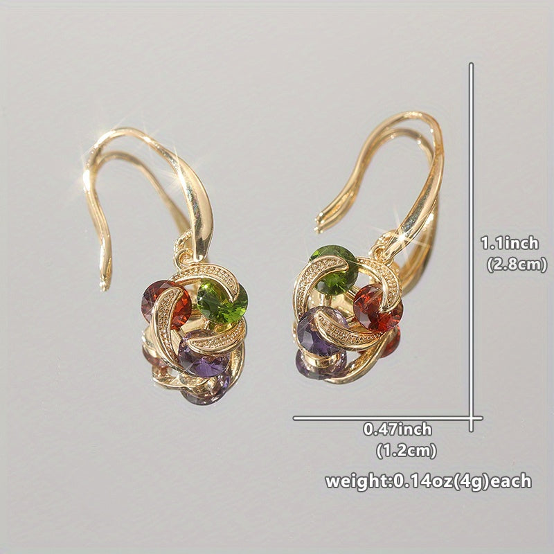 Vintage Style Colorful Zirconia Pendant Earrings