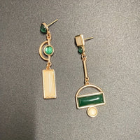 Bohemian Modern Green & Ivory Gold Plated Statement Earrings