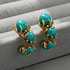 Classic Gold Turquoise Plated Triple Stone Dangle Earrings