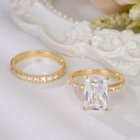 Elegant 2-Piece Classic Zirconia Engagement & Wedding Band Set