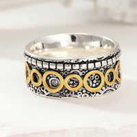 Retro Two-Tone Copper and Silver Multi-Circle Ring