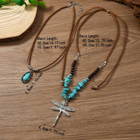 Bohemian Two Piece Turquoise Dragonfly Layered Necklace
