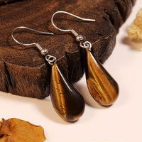 Elegant Tiger Eye Water Drop Design Earrings