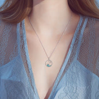 Sterling Silver Seagull & Ocean Wave Pendant Necklace