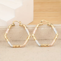 Vintage Retro Style Gold Plated Round Tie Dye Hoop Earrings