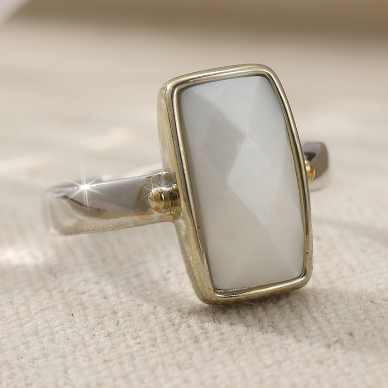 Vintage Bohemian Geometric Moonstone Ring