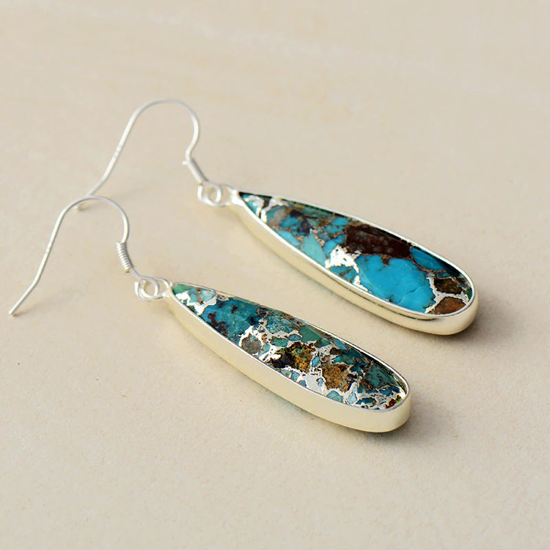 Natural Stone Turquoise Jasper Teardrop Earrings
