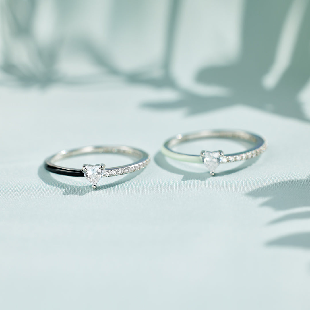 Timeless Heart-Cut Half Enamel Ring