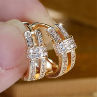 Triple Row Pavé Huggie Earrings