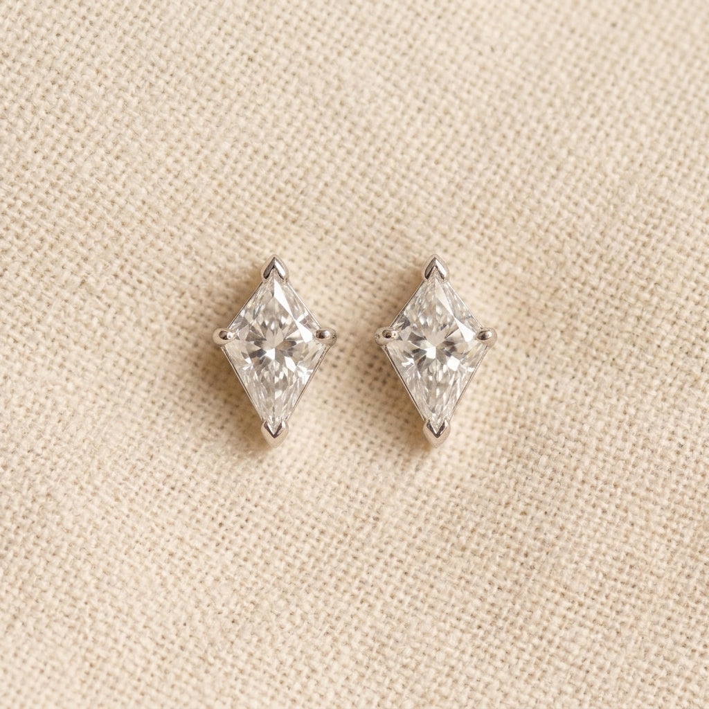 Kite Cut Diamond Stud Earrings