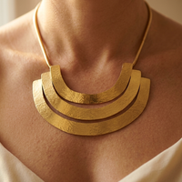 Sculptural Hammered Gold Statement Necklace