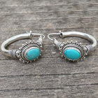 Vintage Retro Style Elongated Turquoise Round Splicing Earrings