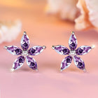 Elegant Purple Zirconia Flower Stud Earrings