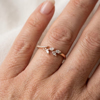 Delicate Leaf Cubic Zirconia Gold Wedding Ring