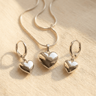 Heart Collar Hoop Earrings Jewelry Set
