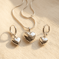 Heart Collar Hoop Earrings Jewelry Set