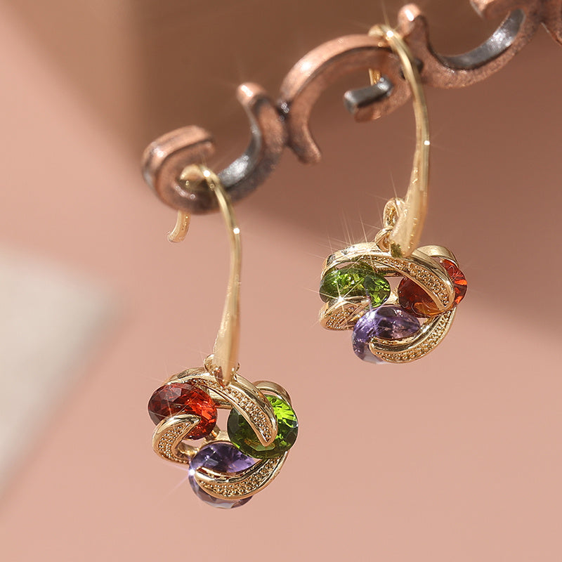 Vintage Style Colorful Zirconia Pendant Earrings