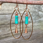 Vintage Bohemian Turquoise Beaded Hoop Earrings