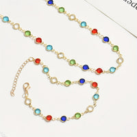 Multicolor Crystal Chain Necklace & Bracelet Jewelry Set