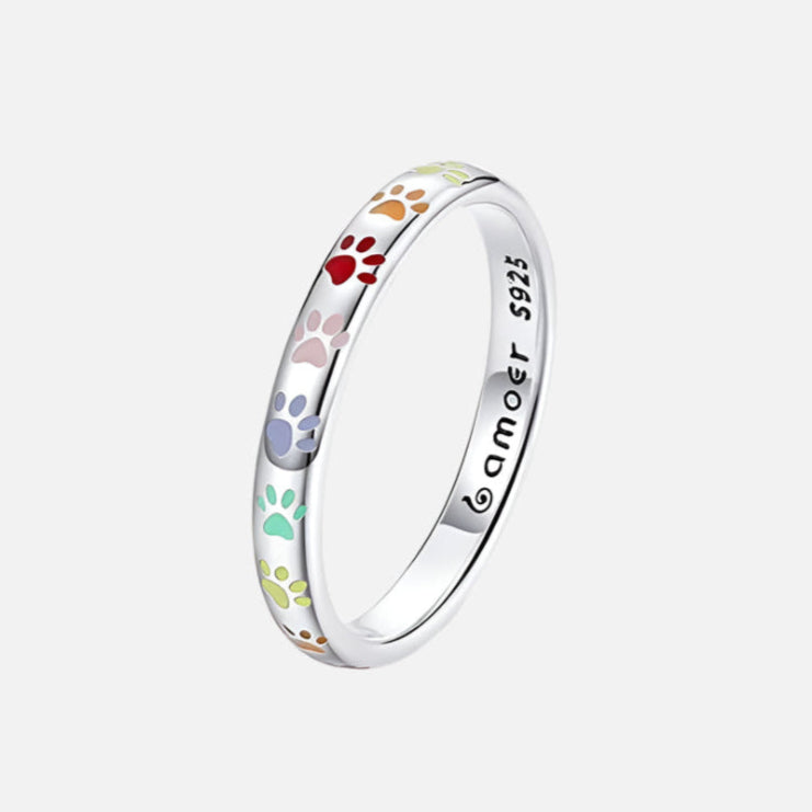 Sterling silver ring with paw-shaped design