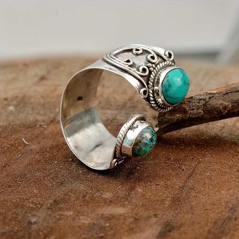 Adjustable Double Turquoise Sterling Silver Ring