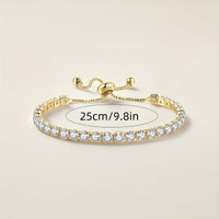 Elegant Gold Plated Zirconia Diamond Adjustable Tennis Bracelet